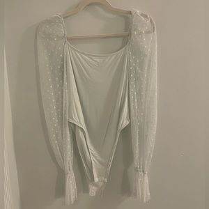 White puffy sleeve bodysuit
